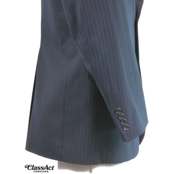 Arrow Blazer Suit Jacket Sport Coat Mens Navy Striped Polyester Blend 2 Btn 40R - Picture 3 of 7